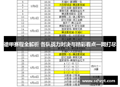 德甲赛程全解析 各队战力对决与精彩看点一网打尽